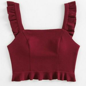 Ruffle Strap And Hem Bustier Top